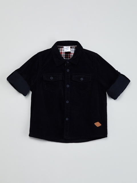 

max Boys Navy Blue Regular Fit Solid Casual Shirt