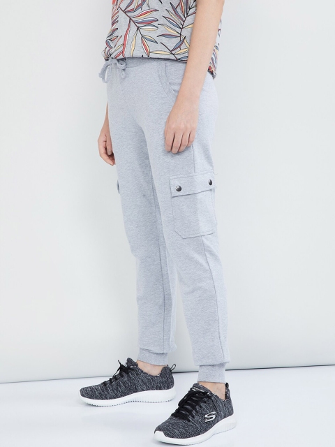 

max Women Grey Melange Solid Slim-Fit Joggers