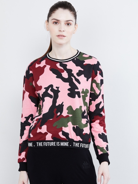 

max Women Pink & Green Camouflage Printed Sweatshirt