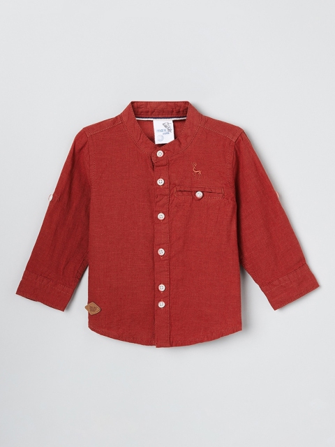 

max Boys Rust Red Regular Fit Solid Casual Shirt