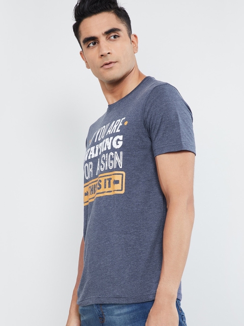 

max Men Blue Printed T-shirt