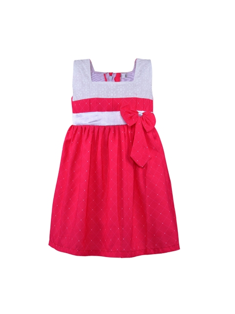 

Wish Karo Girls White & Pink Printed Fit and Flare Dress