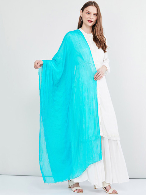 

max Turquoise Blue Solid Dupatta