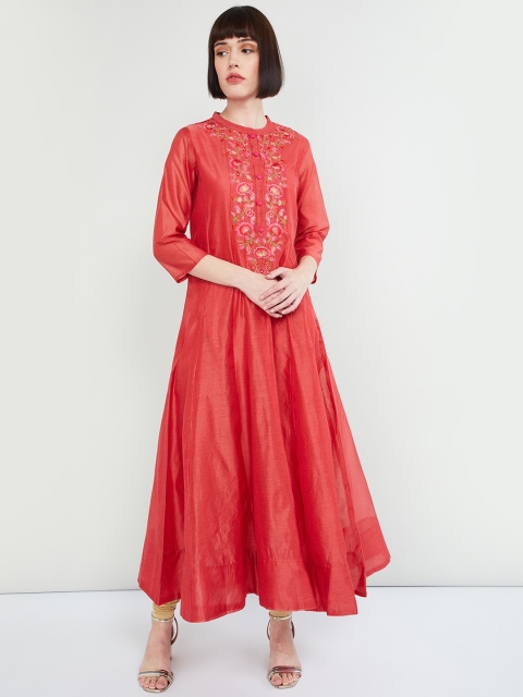 

max Women Orange & Pink Embroidered Anarkali Kurta