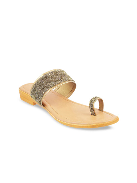 

WALKWAY Women Gold-Toned Embellished One Toe Flats