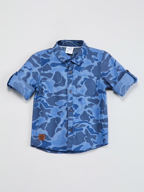 

max Boys Blue Regular Fit c Printed Casual Shirt