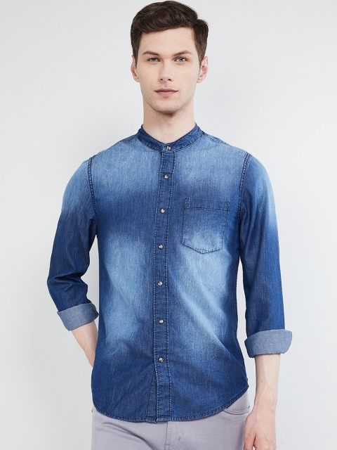 

max Men Blue Slim Fit Faded Denim Casual Shirt
