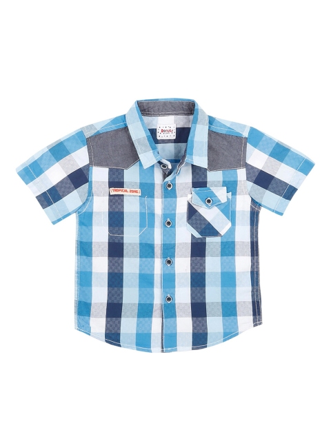 

Donuts Boys Blue & White Regular Fit Checked Casual Shirt