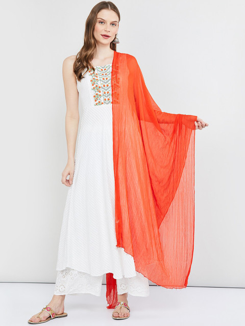 

max Orange Solid Dupatta