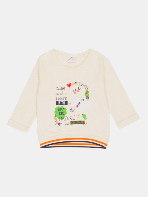 

Donuts Girls Cream-Coloured & Green Printed Sweatshirt