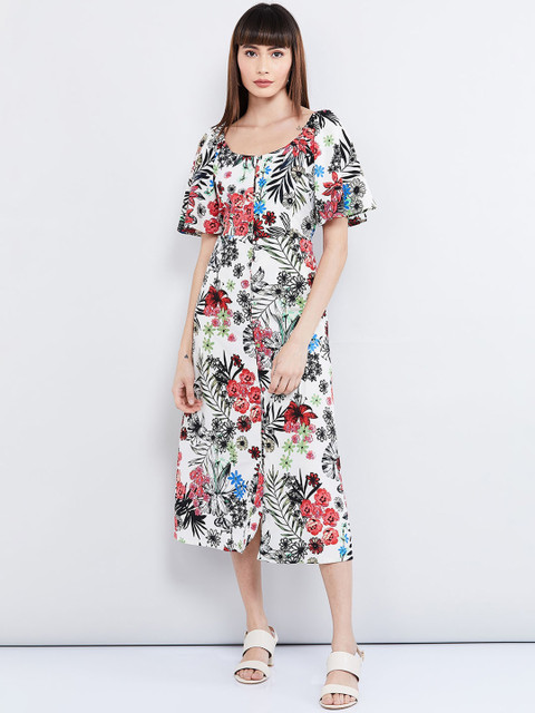 

max Women Off-White Printed A-Line Dress