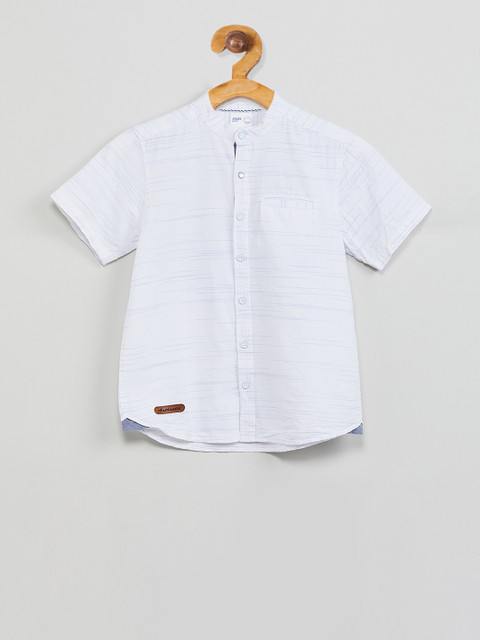 

max Boys White Regular Fit Striped Casual Shirt