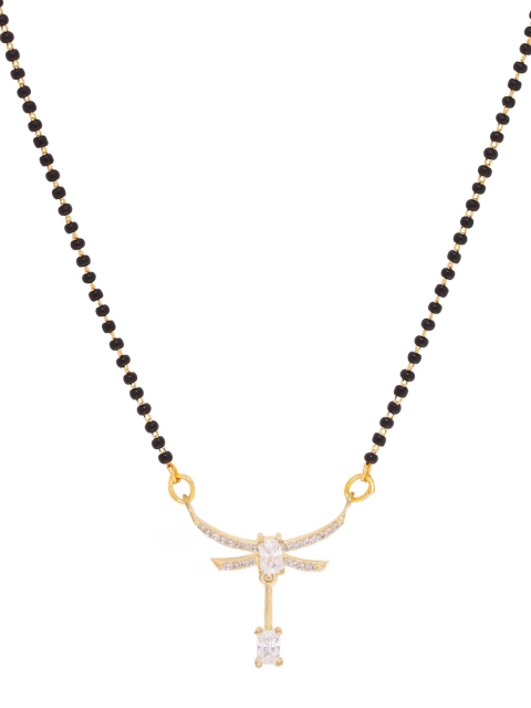 

Shoshaa Gold-Plated Black & White Stone-Studded Beaded Mangalsutra