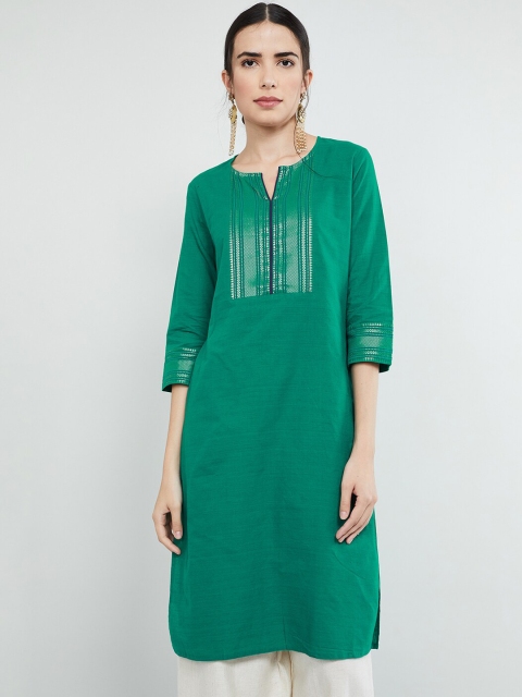 

max Women Green Yoke Design Straight Kurta