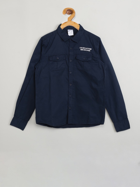 

max Boys Navy Blue Regular Fit Solid Casual Shirt
