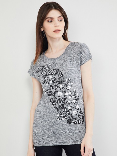 

max Women Grey Melange Printed Top