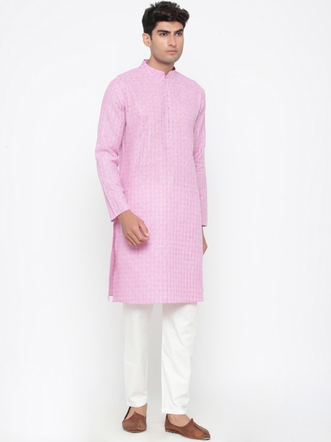

Tistabene Men Pink & White Solid Kurta with Pyjamas
