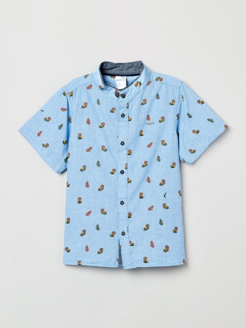 

max Boys Blue & Green Regular Fit Printed Casual Shirt