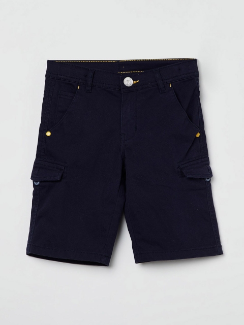 

max Boys Navy Blue Solid Cargo Shorts