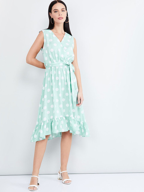 

max Women Green Printed Wrap Dress