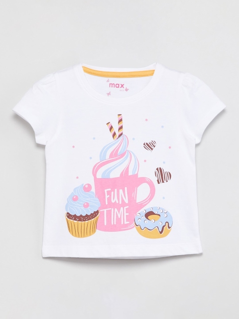 

max Girls White Printed Knitted Top