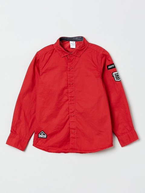 

max Boys Red Regular Fit Solid Casual Shirt