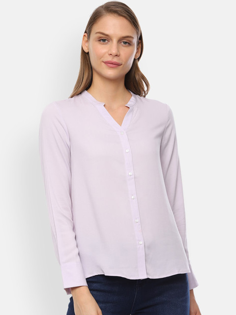 

Van Heusen Woman Lavender Regular Fit Solid Casual Shirt