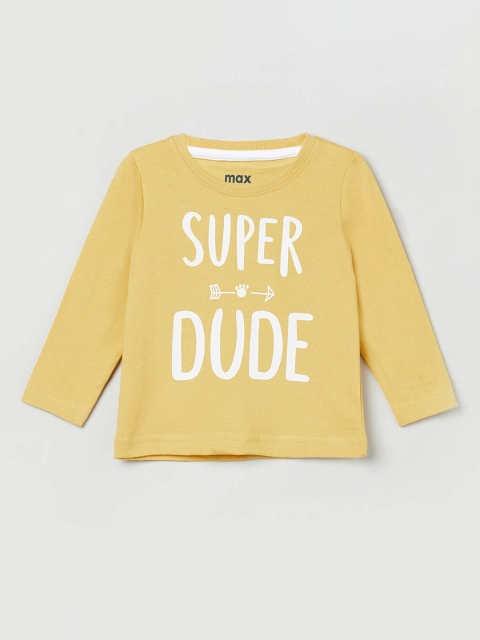 

max Boys Yellow Printed Round Neck T-shirt