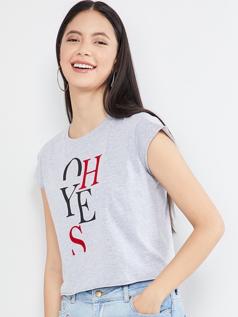 

max Women Grey Printed Top