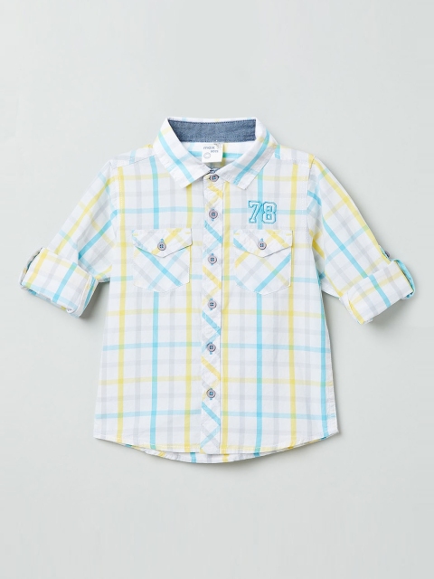 

max Boys Yellow & Blue Regular Fit Checked Casual Shirt