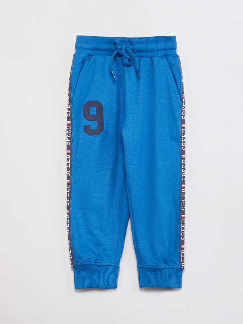 

max Boys Blue Printed Slim-Fit Joggers