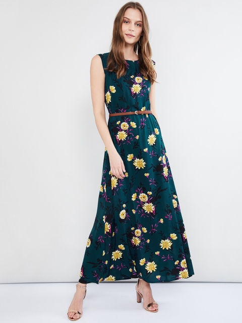 

max Women Teal Printed Maxi Dress