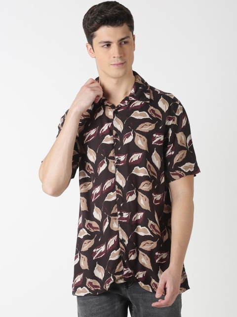 

Blue Saint Men Black & Brown Slim Fit Printed Casual Shirt