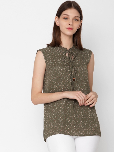 

Deal Jeans Women Olive Green Printed Top