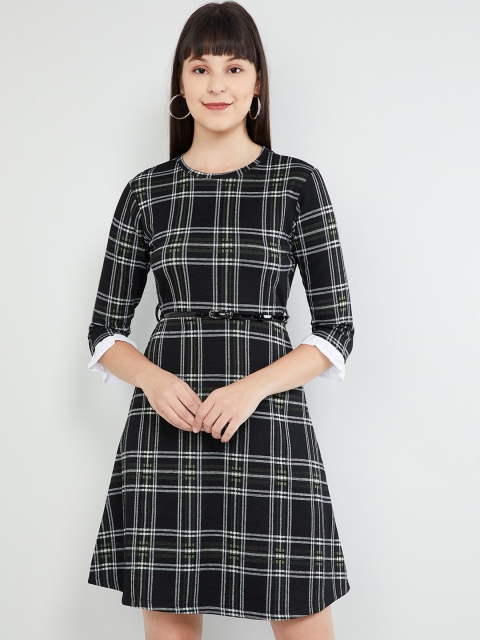 

max Women Black Checked A-Line Dress