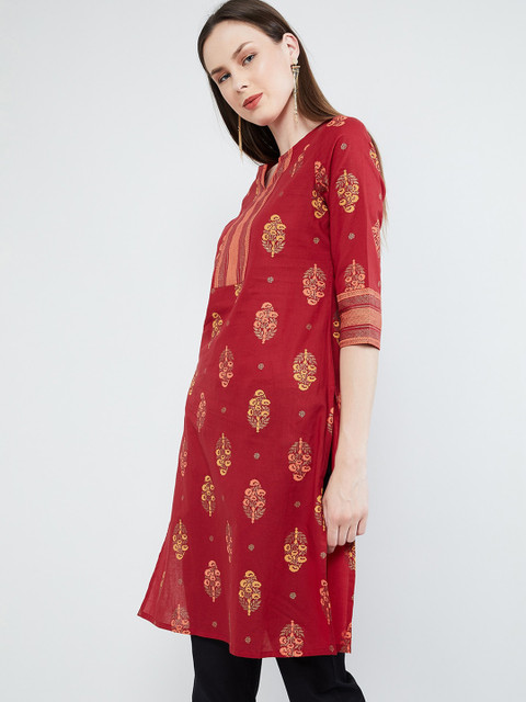 

max Women Red Printed Straight Kurta