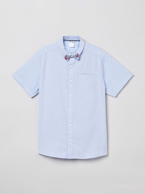 

max Boys Blue Regular Fit Solid Party Shirt
