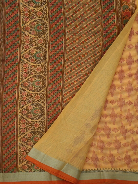 

Pothys Orange & Red Cotton Blend Woven Design Chanderi Saree