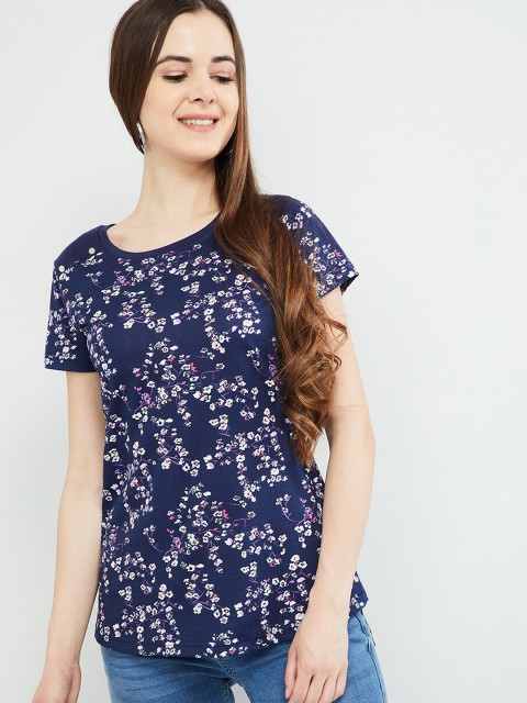 

max Women Navy Blue Printed Top