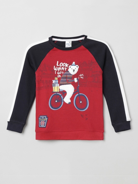 

max Boys Red & Black Printed Raglan Sleeves T-shirt