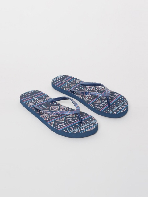 

max Women Navy Blue Printed Thong Flip-Flops