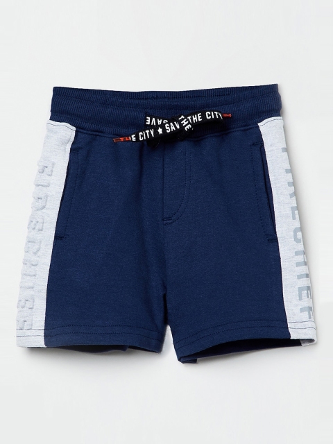 

max Boys Navy Blue & Grey Colourblocked Regular Shorts
