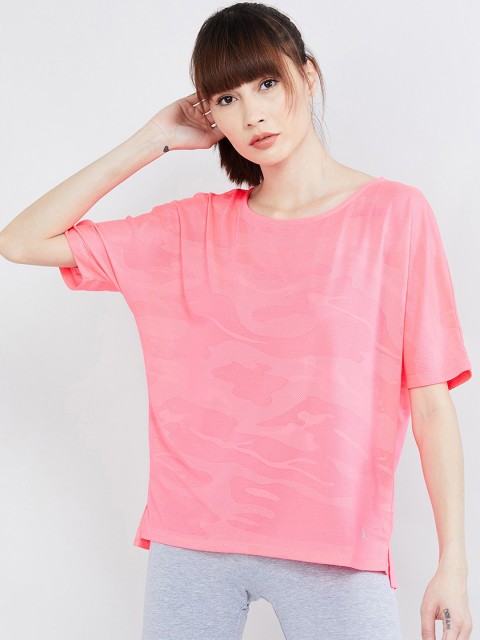 

max Women Pink Solid Round Neck T-shirt