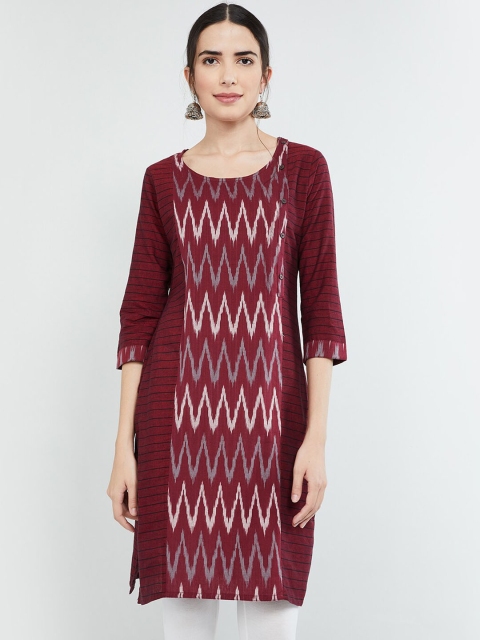 

max Women Maroon Printed Straight Kurta