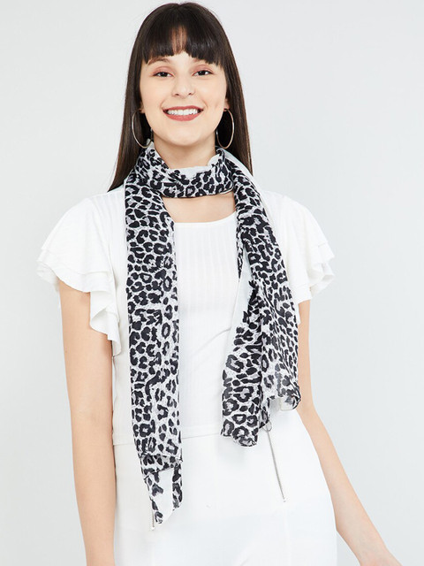 

max Women Black & Grey Animal Printed Scarf