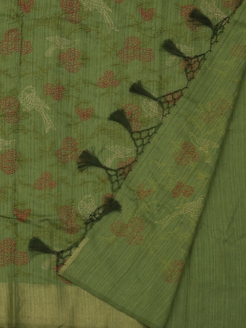 

Pothys Green Woven Design Pure Linen Saree