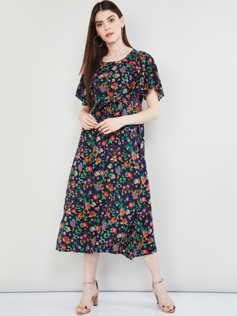 

max Women Blue Printed A-Line Dress