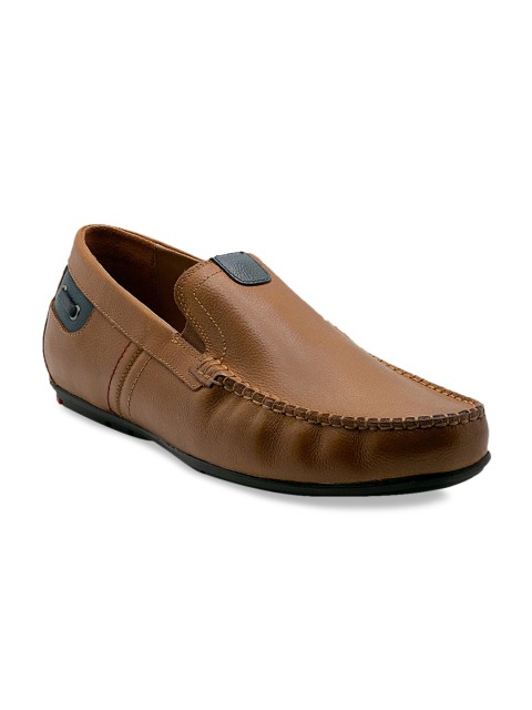 

KETHINI Men Tan Brown Leather Driving Shoes