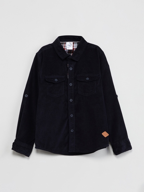 

max Boys Navy Blue Regular Fit Solid Casual Shirt