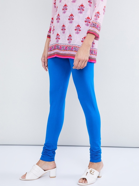 

max Women Blue Solid Churidar Leggings